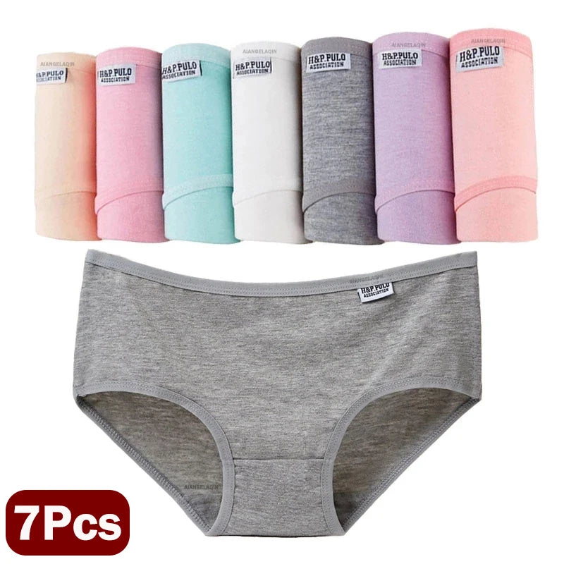 Pack 7 bragas mujer algodón elástico de talle medio