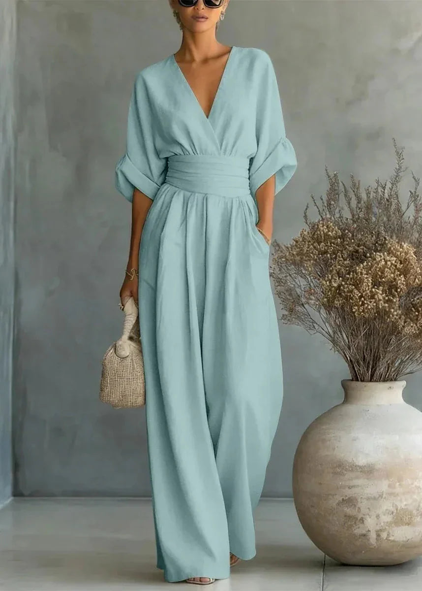 Mono Mujer Escote en V Fluido – Estilo Elegante y Minimalista