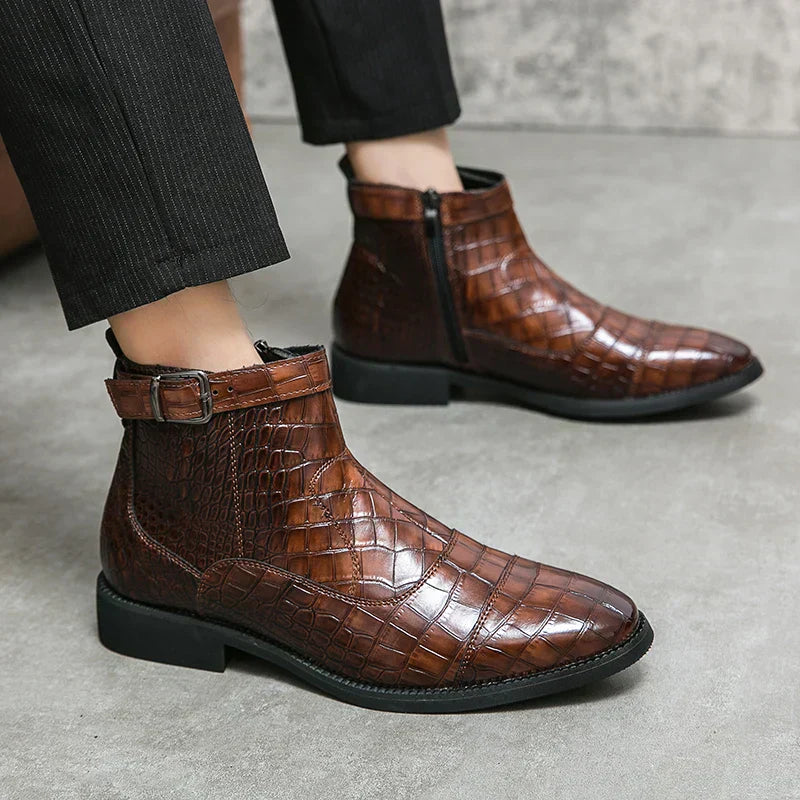 Botines hombre con hebilla cuero elegante – botas modernas cómodas versátiles