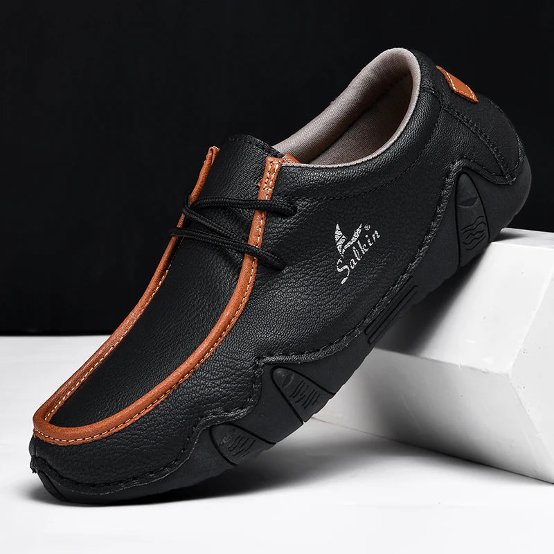 Mocasines casuales para hombre con cordones y suela de goma flexible