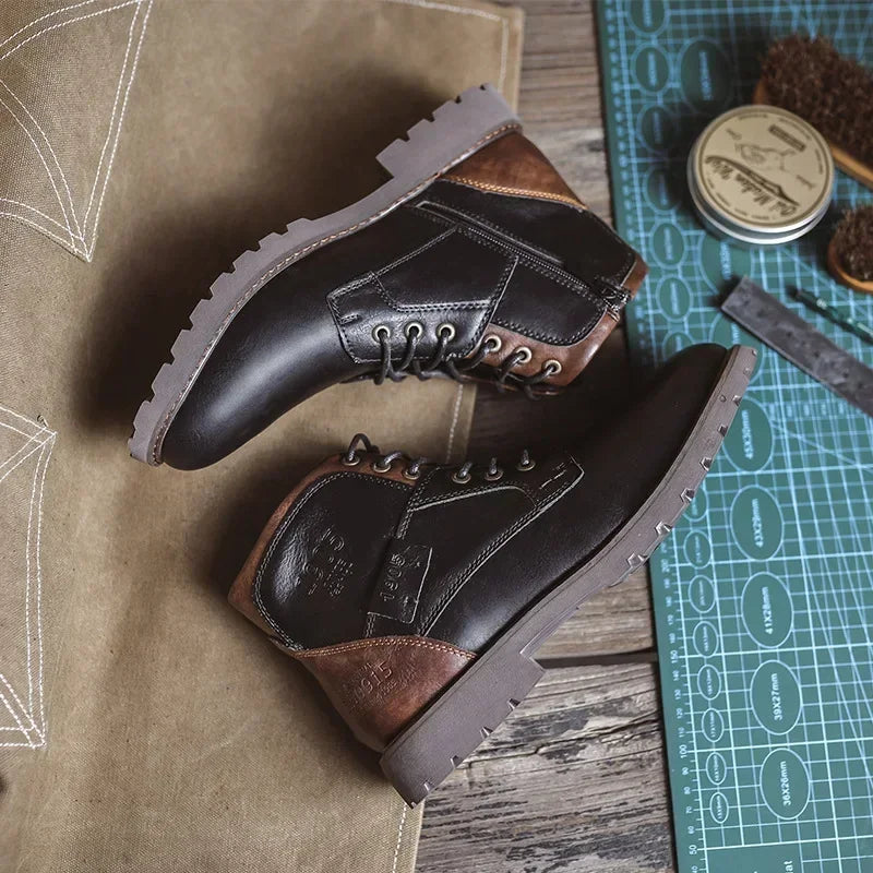 Botines hombre cuero sintético con cordones – botas cómodas estilo urbano