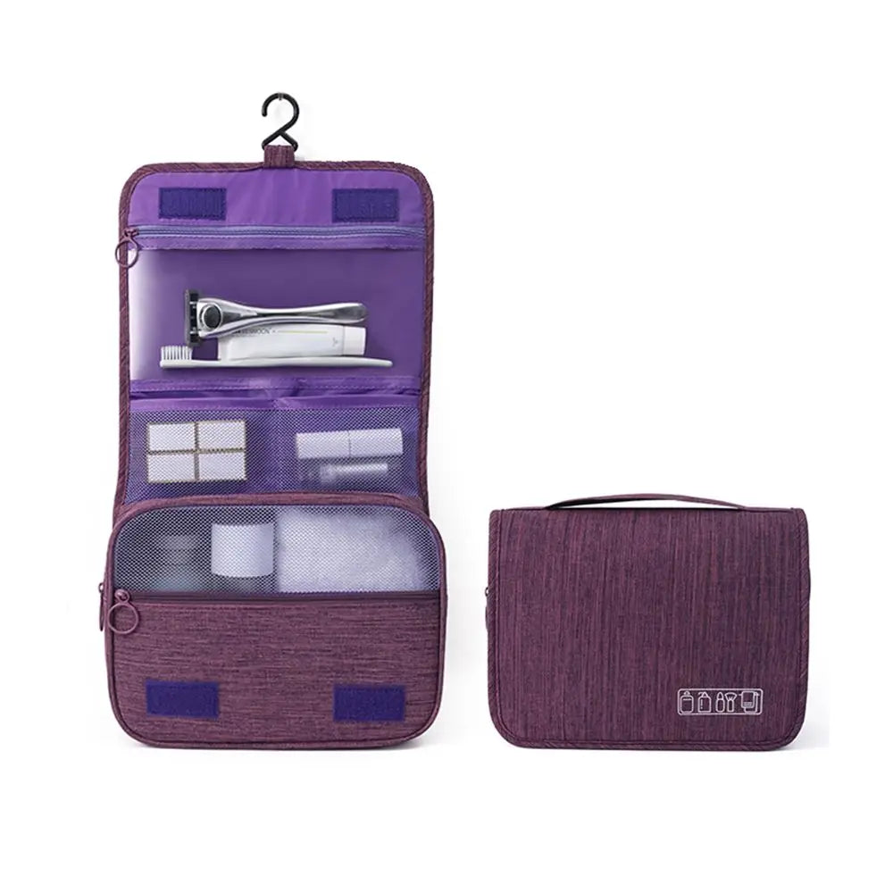 Neceser colgante plegable para viaje con compartimentos y gancho