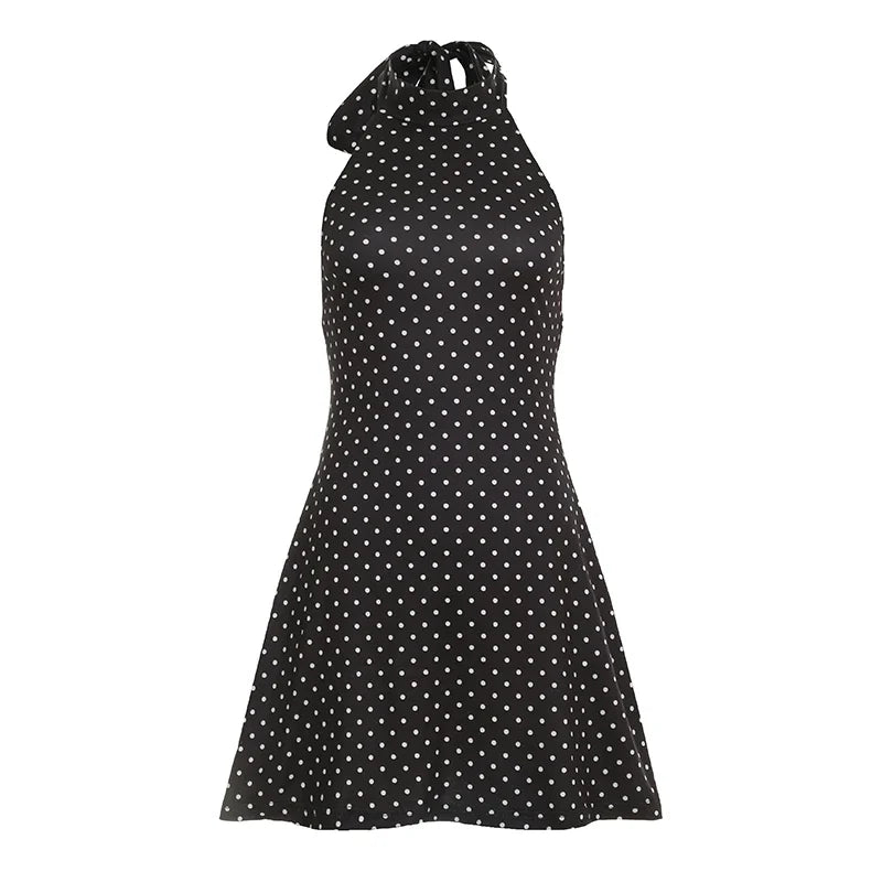 Vestido mini mujer halter de lunares con espalda descubierta