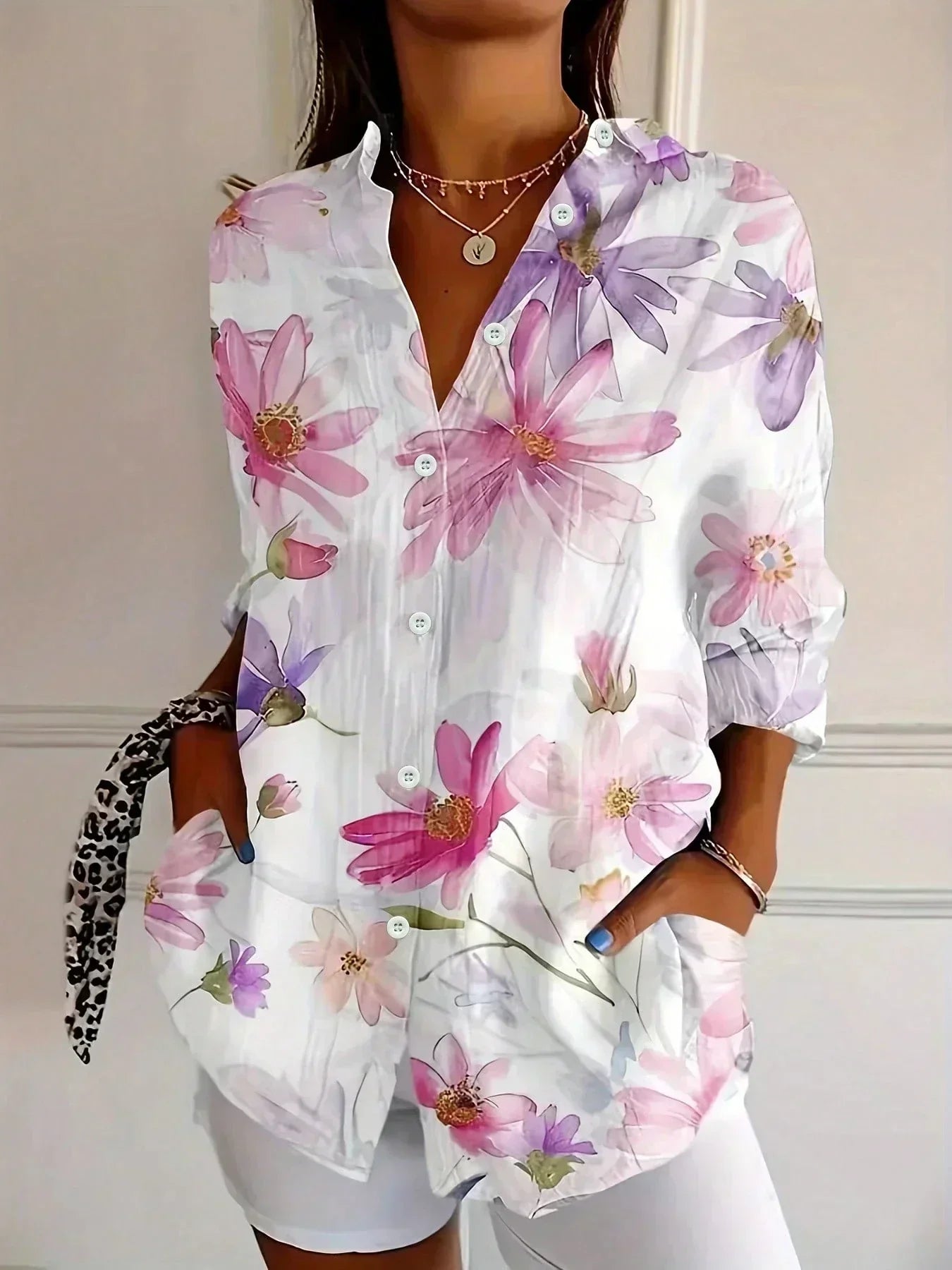 Blusa Mujer Con Estampado Floral – Estilo Casual Elegante y Ligero