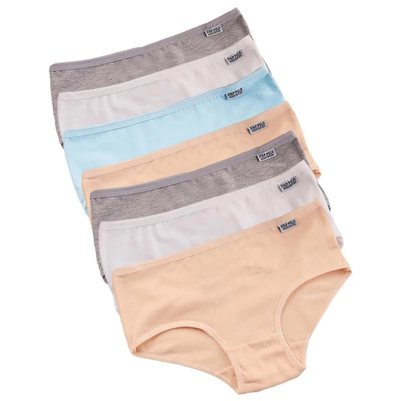 Pack 7 bragas mujer algodón elástico de talle medio