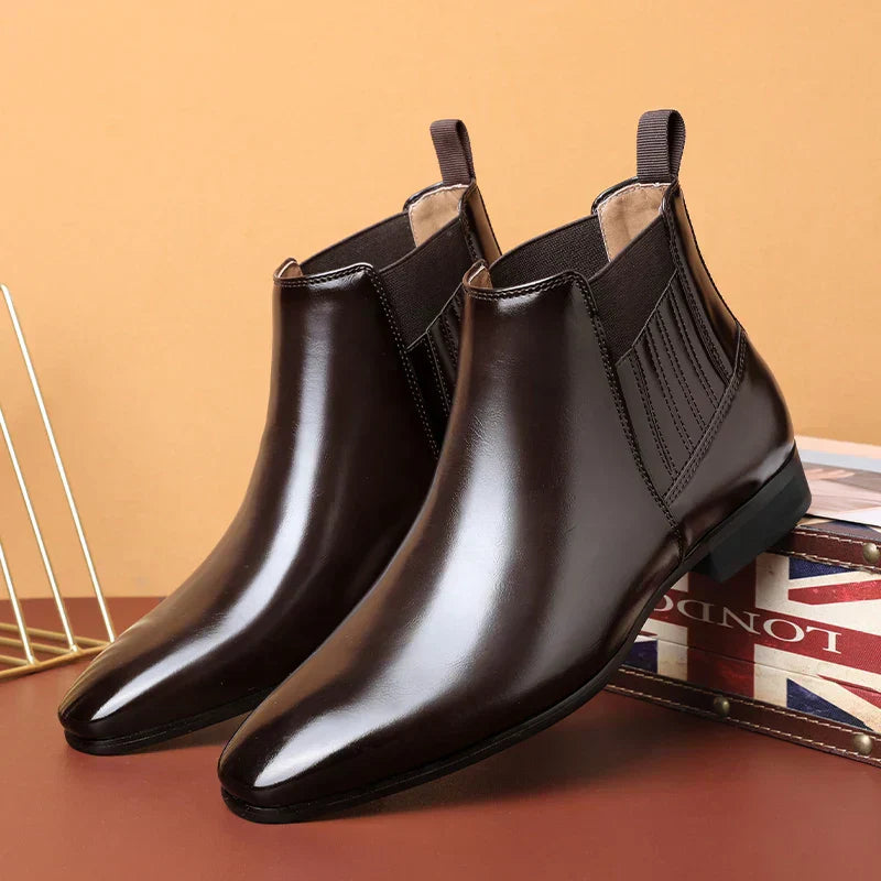 Botines hombre cuero sintético elegantes sin cordones – botas formales cómodas