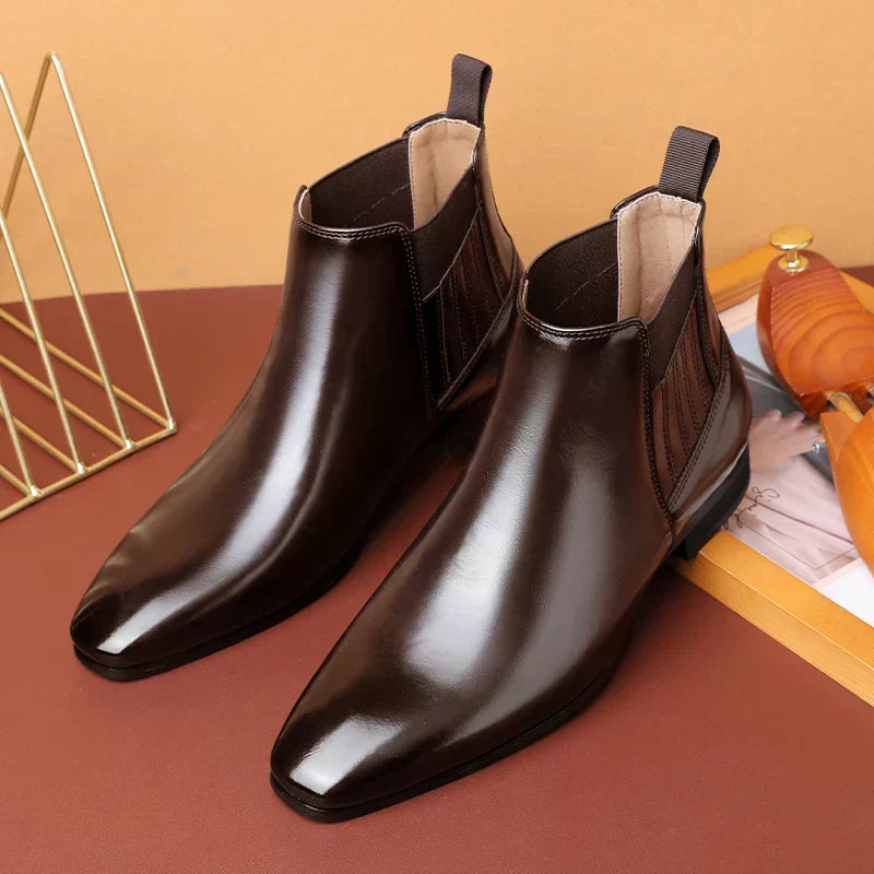 Botines hombre cuero sintético elegantes sin cordones – botas formales cómodas