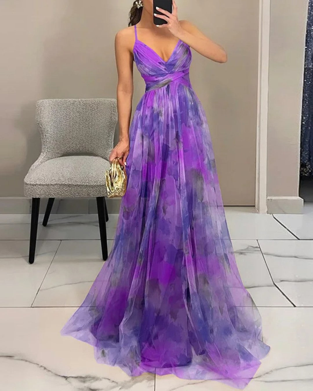 Vestido mujer maxi floral elegante – vestido fluido tirantes ligero