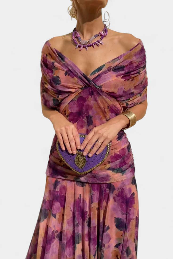 Vestido Largo Mujer Elegante Fluido – Escote V y Diseño Sofisticado