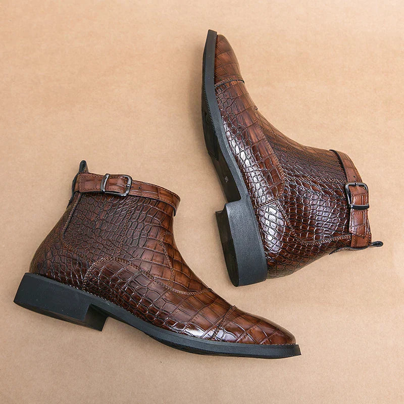 Botines hombre con hebilla cuero elegante – botas modernas cómodas versátiles