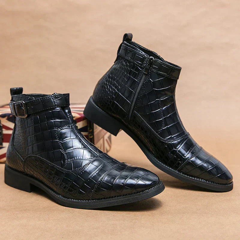 Botines hombre con hebilla cuero elegante – botas modernas cómodas versátiles