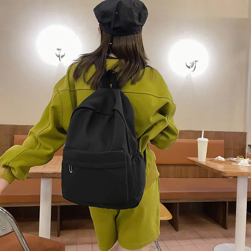 Mochila mujer escolar de nylon impermeable con gran capacidad