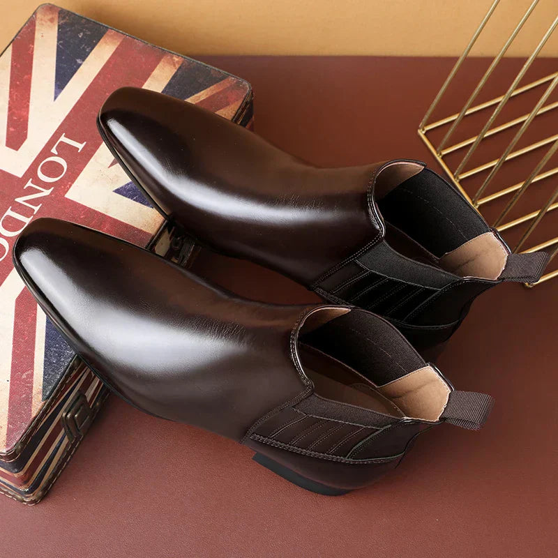 Botines hombre cuero sintético elegantes sin cordones – botas formales cómodas