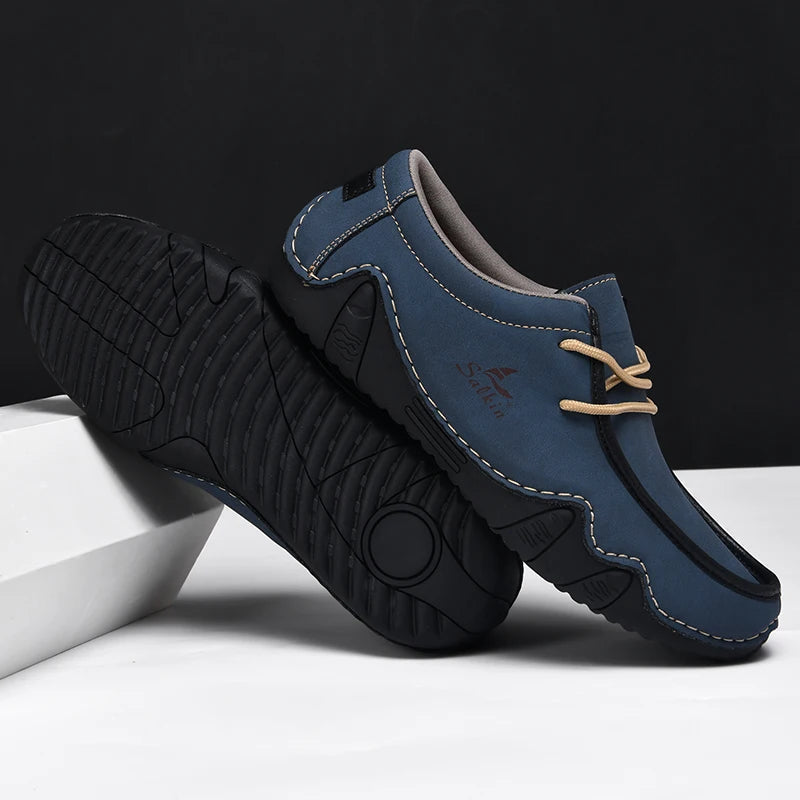 Mocasines casuales para hombre con cordones y suela de goma flexible