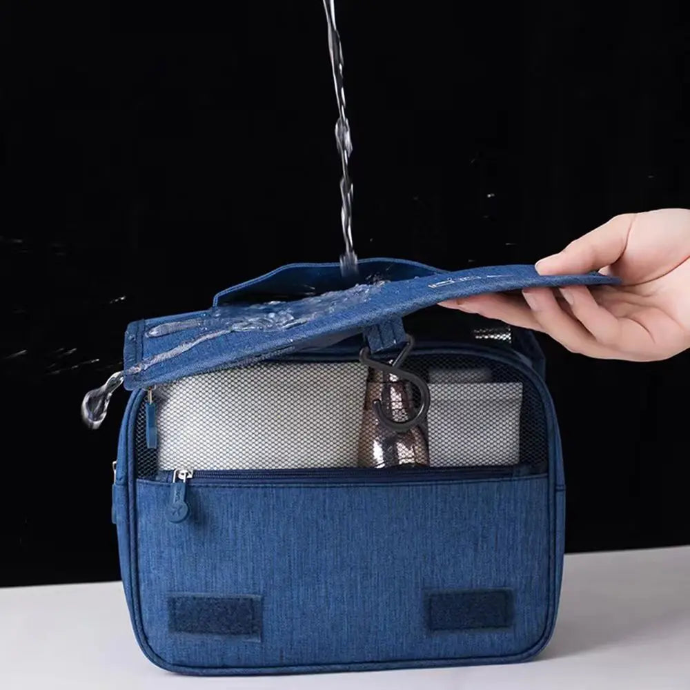 Neceser colgante plegable para viaje con compartimentos y gancho