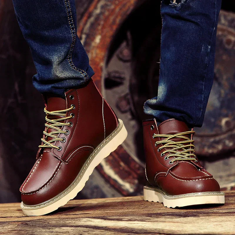 Botas retro hombre cuero resistente con cordones – botines cómodos uso diario