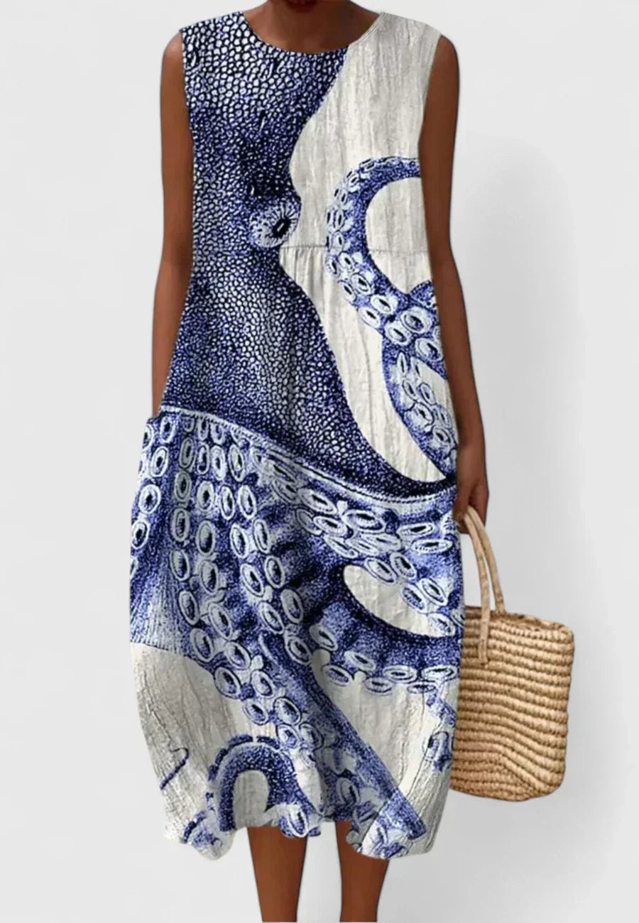 Vestido Midi Mujer Sin Mangas – Estilo Elegante Fluido y Versátil