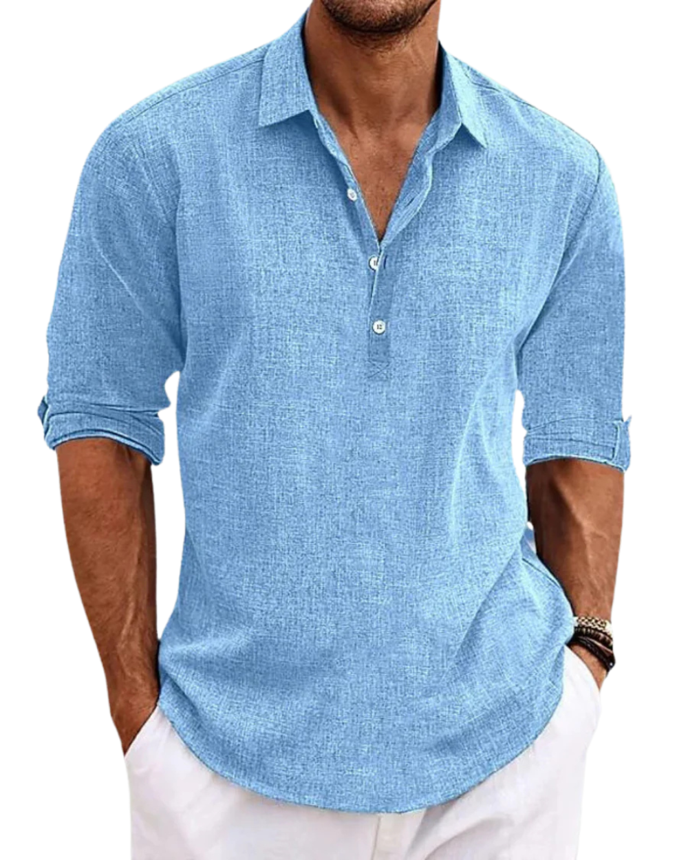 Camisa hombre algodón verano transpirable – camisa elegante casual ligera