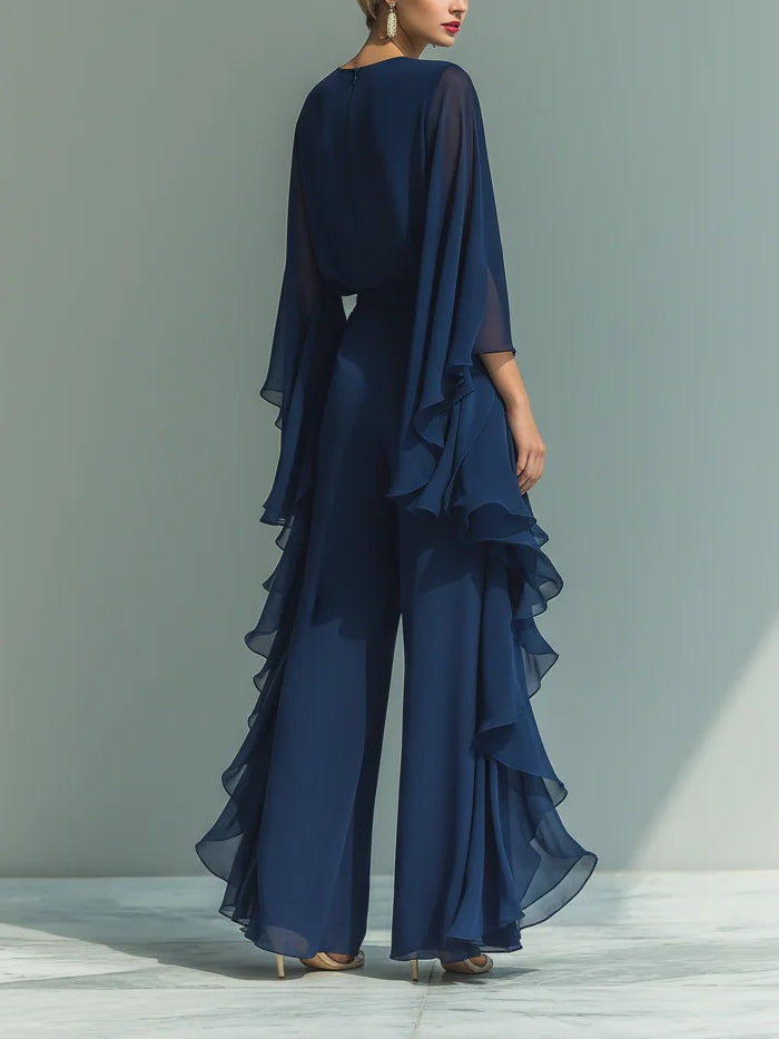 Conjunto Mujer Chiffon Elegante – Diseño Fluido con Volantes Sofisticados