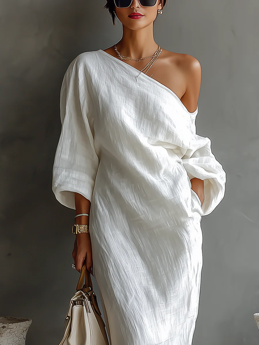 Vestido maxi mujer asimétrico de un hombro