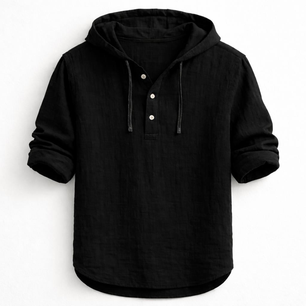 Camisa Hombre de Lino con Capucha – Estilo Casual y Transpirable