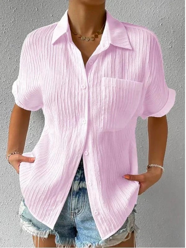 Camisa mujer blanca abotonada casual – ligera y cómoda verano
