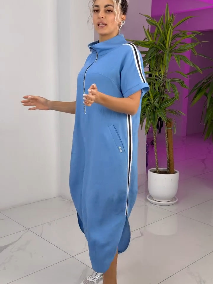 Vestido mujer deportivo largo cremallera – vestido fluido casual chic