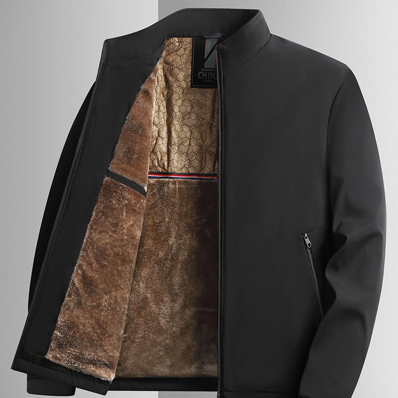 Chaqueta hombre cálida con cremallera y cuello alto