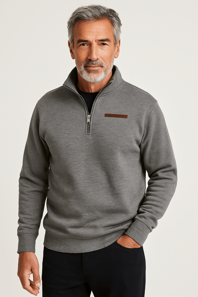 Sudadera hombre felpa cálida con cremallera – estilo casual cómodo diario