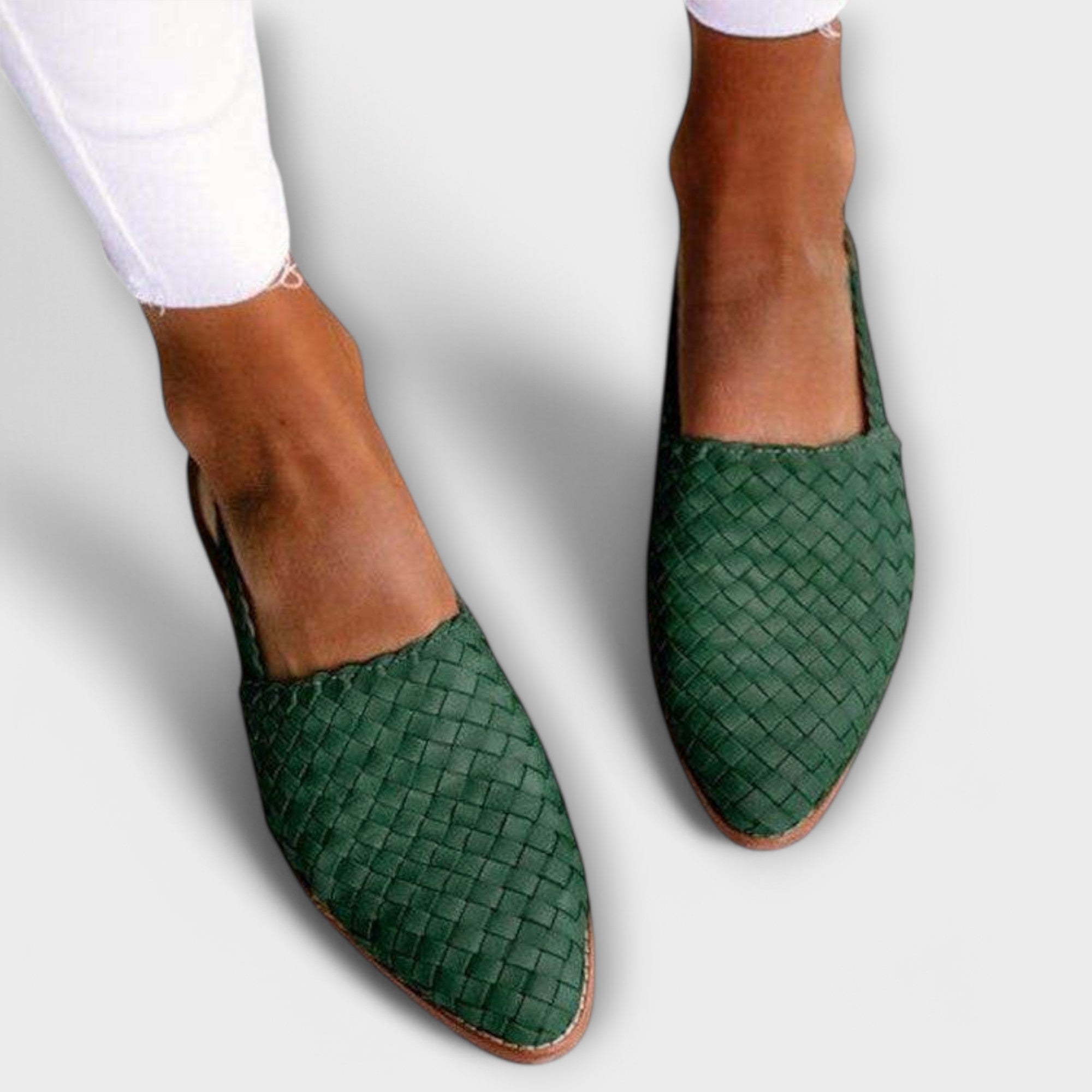 Mocasines trenzados de mujer con tacón abierto