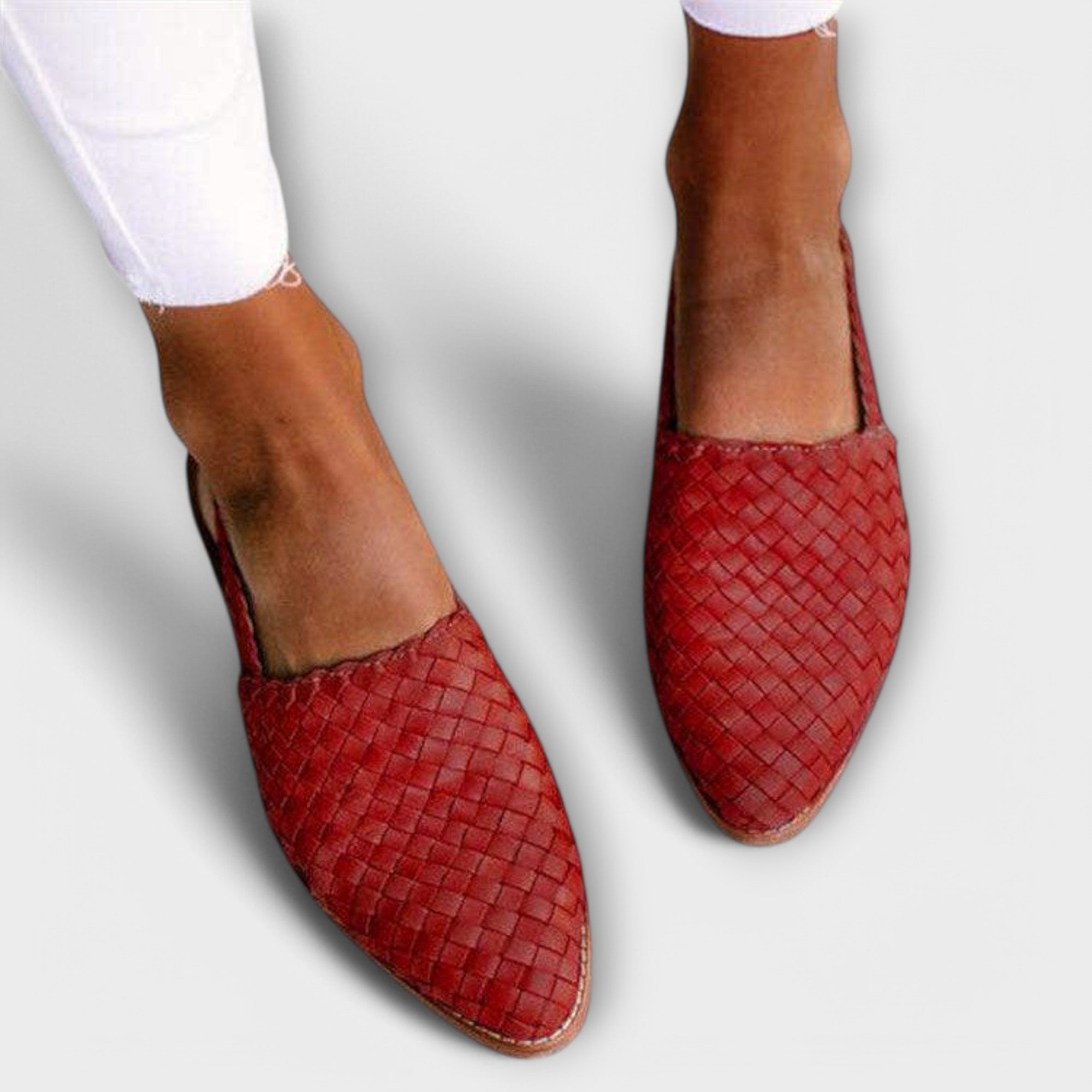 Mocasines trenzados de mujer con tacón abierto