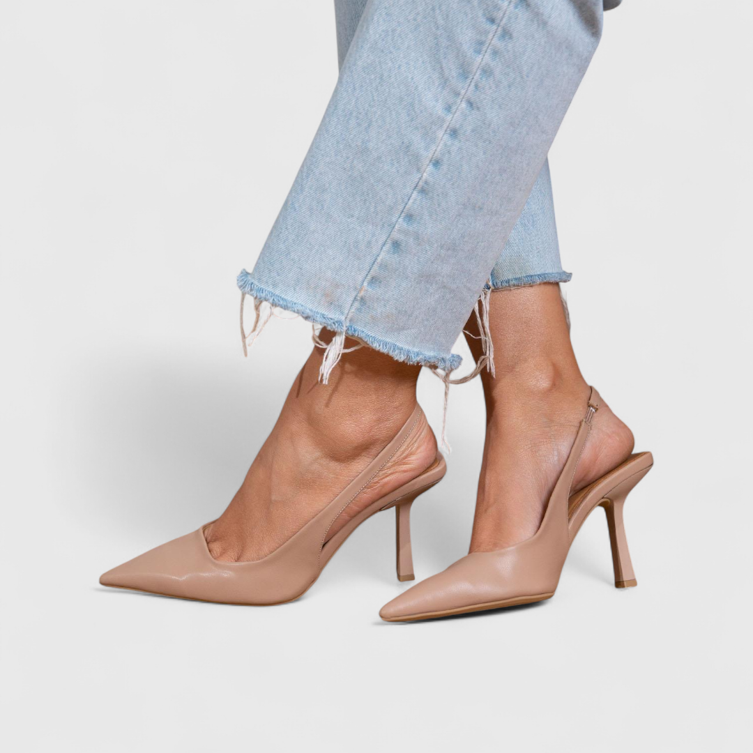 Tacones slingback mujer ante puntera fina tacón kitten elegante oficina casual