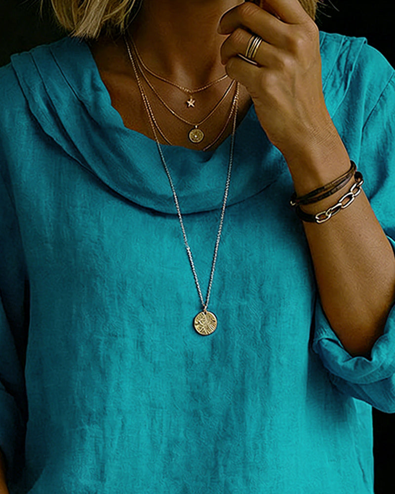 Camisa Mujer Algodón Cuello Caído – Estilo Clásico Cómodo