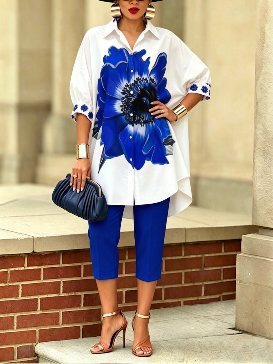 Conjunto Mujer Dos Piezas Estampado Floral – Estilo Elegante Moderno