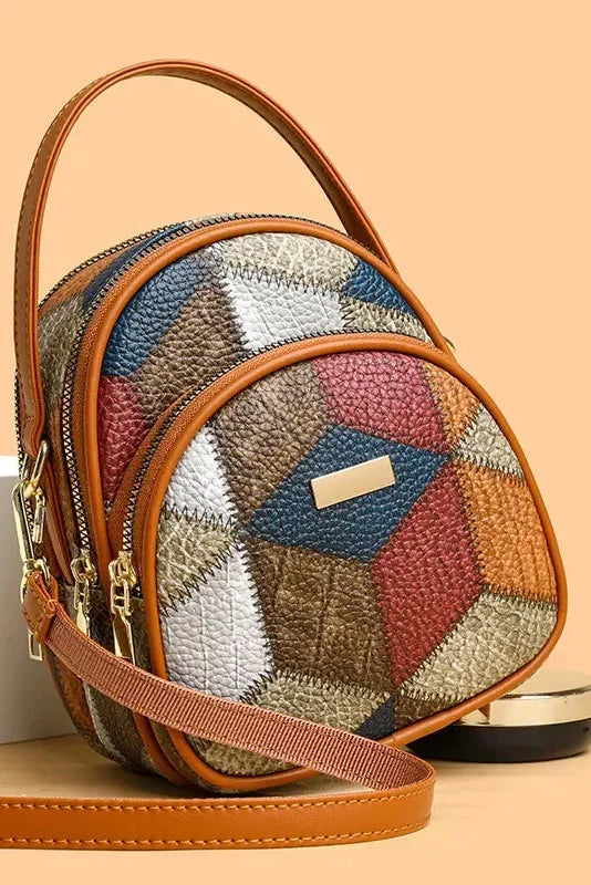 Bolso patchwork mujer en PU con bandolera
