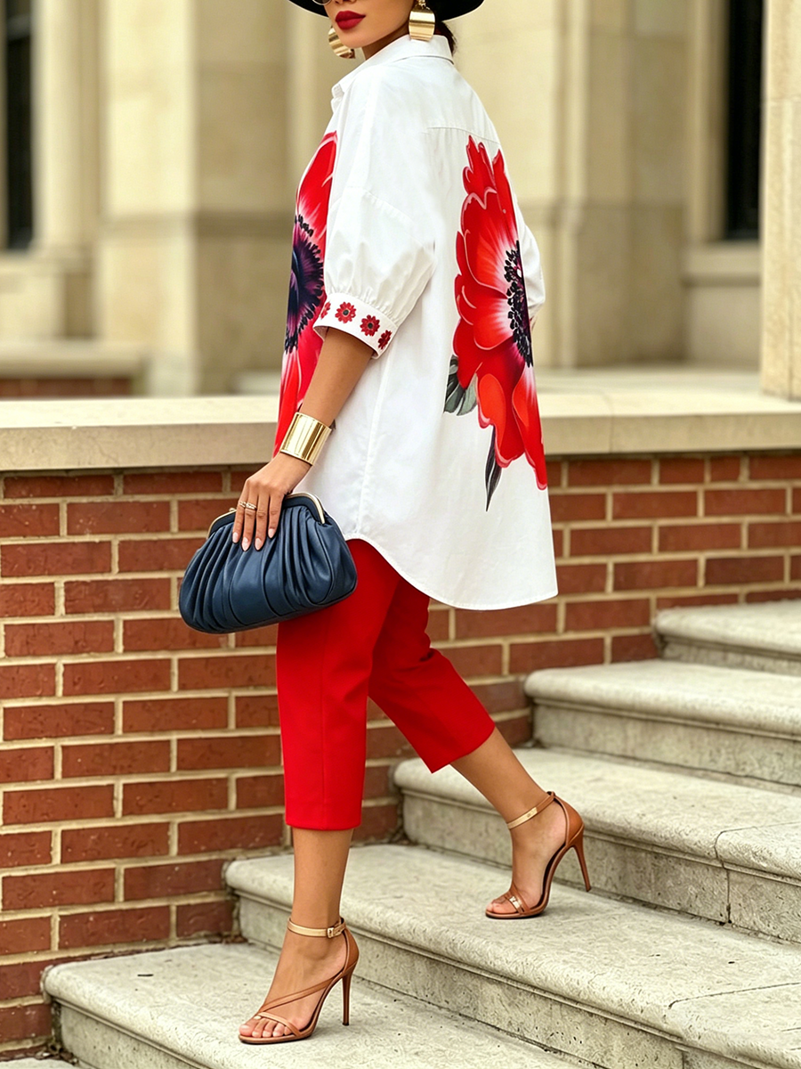 Conjunto Mujer Dos Piezas Estampado Floral – Estilo Elegante Moderno