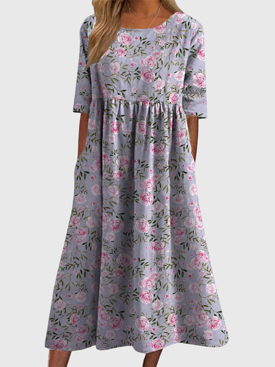 Vestido Midi Floral Mujer – Corte Suelto Elegante y Cómodo