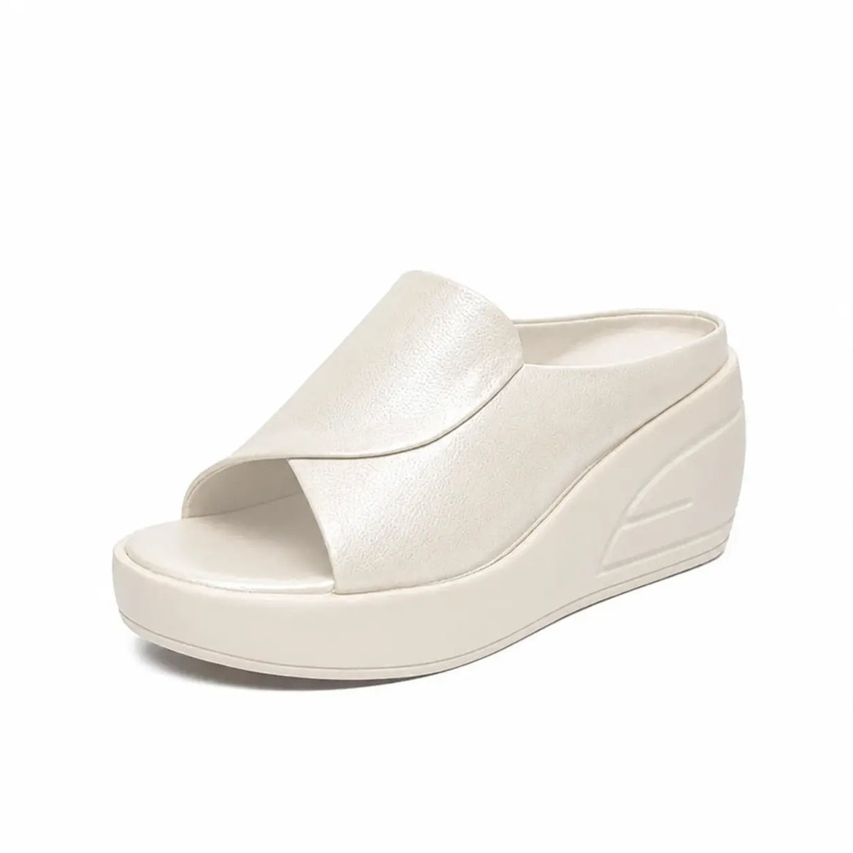Mules de cuña para mujer en PU con diseño slip-on