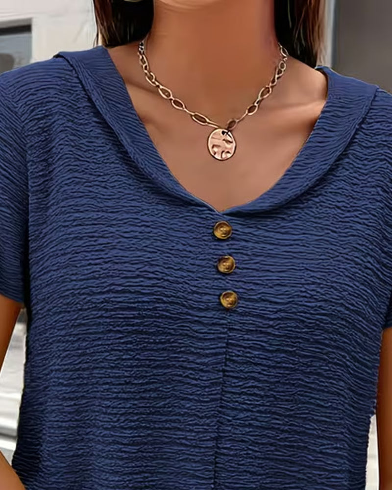 Vestido mujer algodón cuello V fluido – casual verano elegante