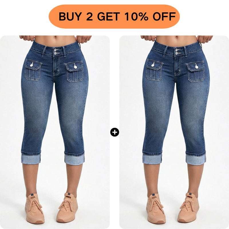Pantalones Capri Denim Mujer Ajustados – Estilo Cómodo y Moldeador