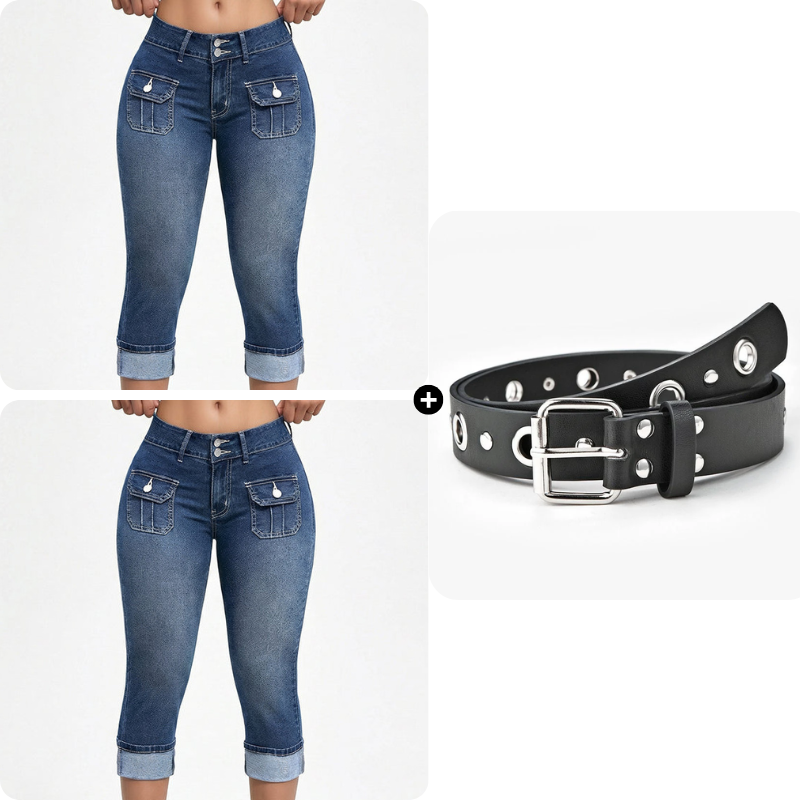 Pantalones Capri Denim Mujer Ajustados – Estilo Cómodo y Moldeador