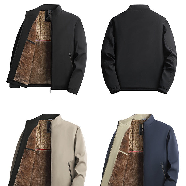 Chaqueta hombre cálida con cremallera y cuello alto