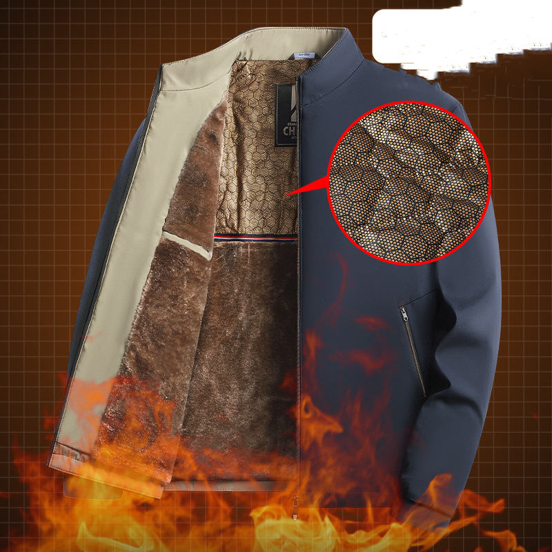 Chaqueta hombre cálida con cremallera y cuello alto