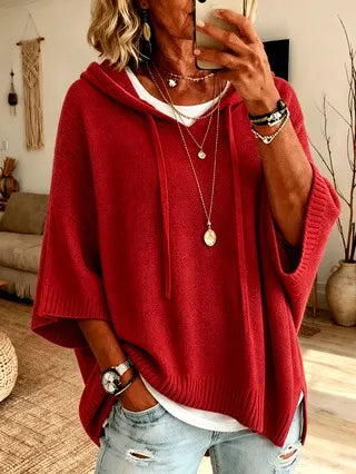 Sudadera oversize con capucha para mujer de punto suave casual