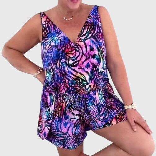 Vestido de Baño Mujer Elegante – Escote en V y Diseño Fluido