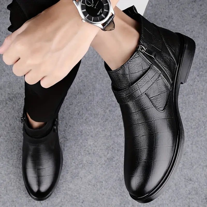 Botines hombre cuero elegantes con cremallera – botas casual cómodas tobillo