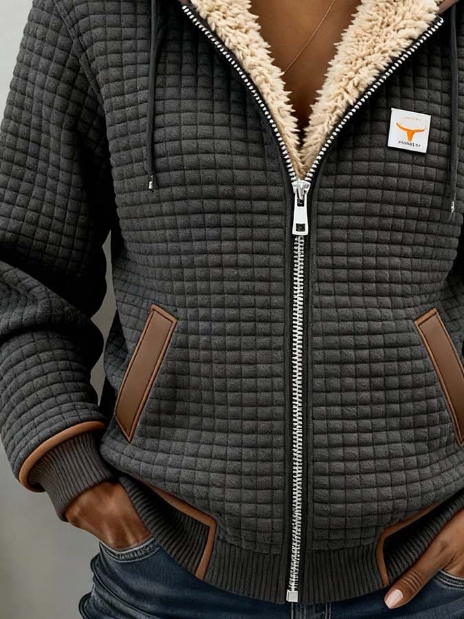Chaqueta térmica mujer con forro polar y capucha – chaqueta acolchada de invierno mujer