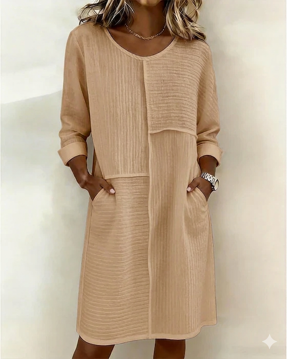 Vestido mujer algodón lino texturizado – vestido cómodo casual verano