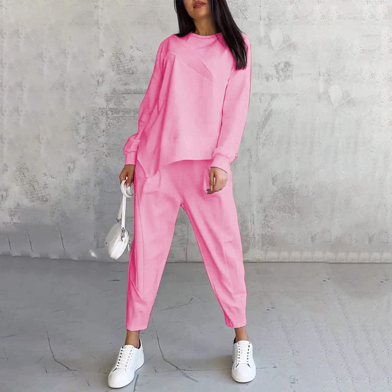 Conjunto mujer con sudadera asimétrica y pantalón cómodo