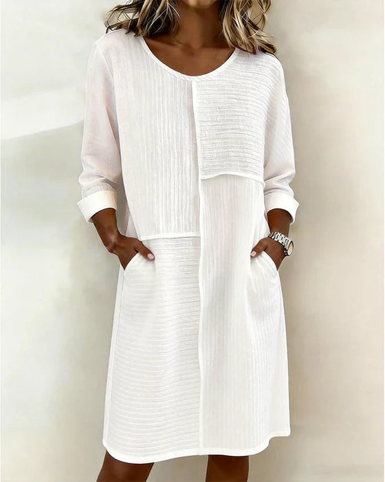 Vestido mujer algodón lino texturizado – vestido cómodo casual verano